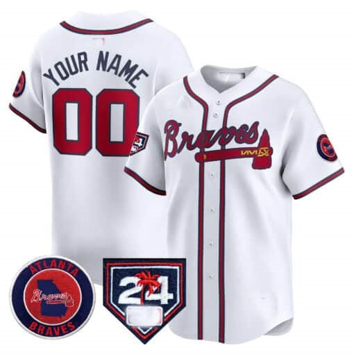 Custom Atlanta Braves 2024 Spring Training Patch Vapor Premier Limited Jersey ¨C White HOLBERT