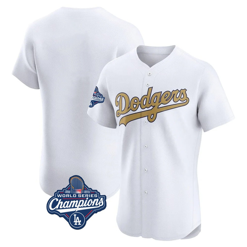 Los Angeles Dodgers Blank Player White Gold HOLBERT Limited Elite Home World Series Meet Stitched Jerseys
