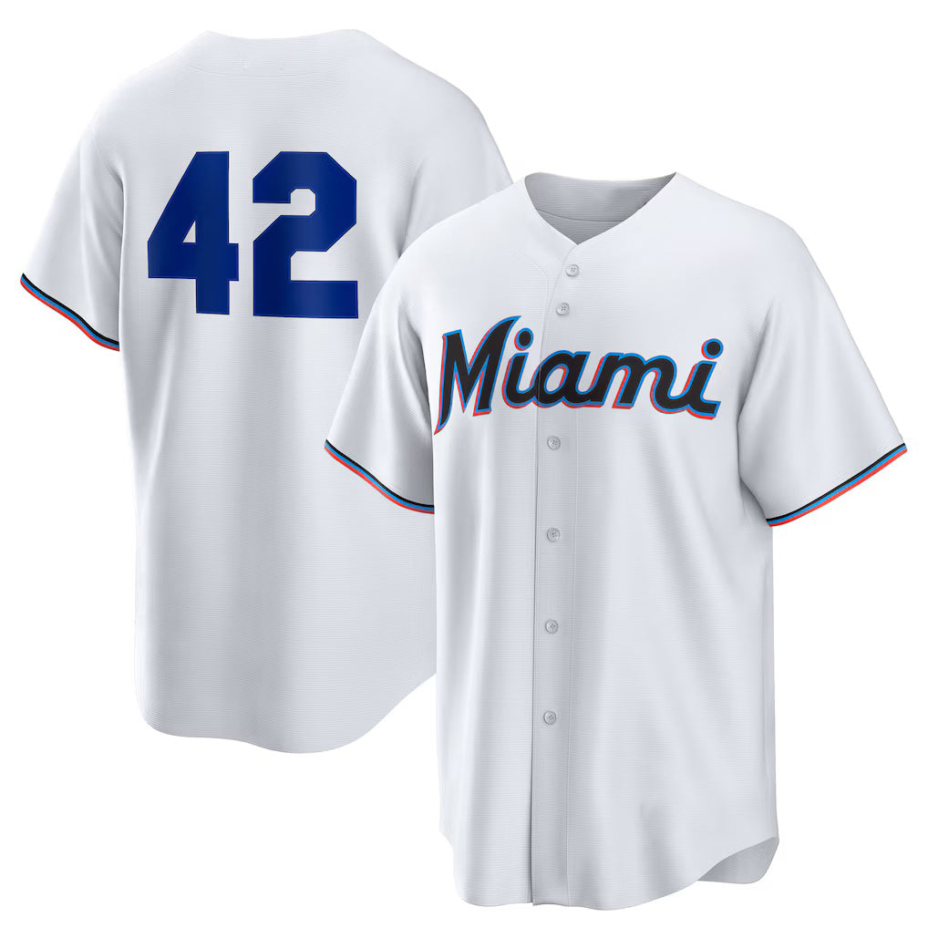 Miami Marlins #42 Jackie Robinson White HOLBERT Home 2025 Day Replica Jersey