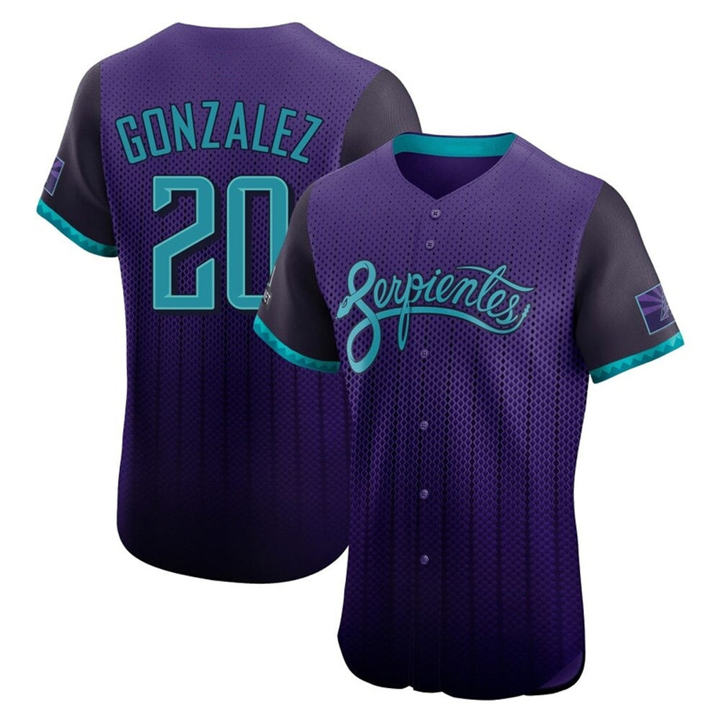 Arizona Diamondbacks #20 Luis Gonzalez Player Purple HOLBERT City Connect Limited Elite Home Game Stitched Jerseys