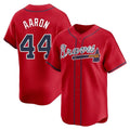 Atlanta Braves #44 Hank Aaron Player Red HOLBERT Limited Home Game Stitched Jerseys