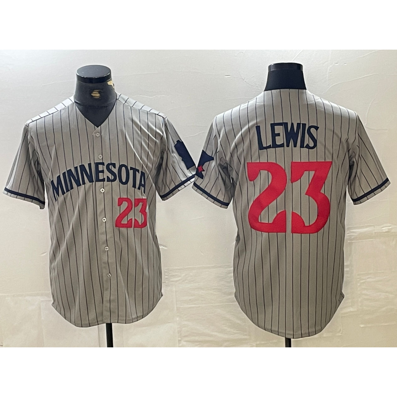 Minnesota Twins #23 Royce Lewis Number 2023 Grey HOLBERT Home Team Cool Base Stitched Jerseys