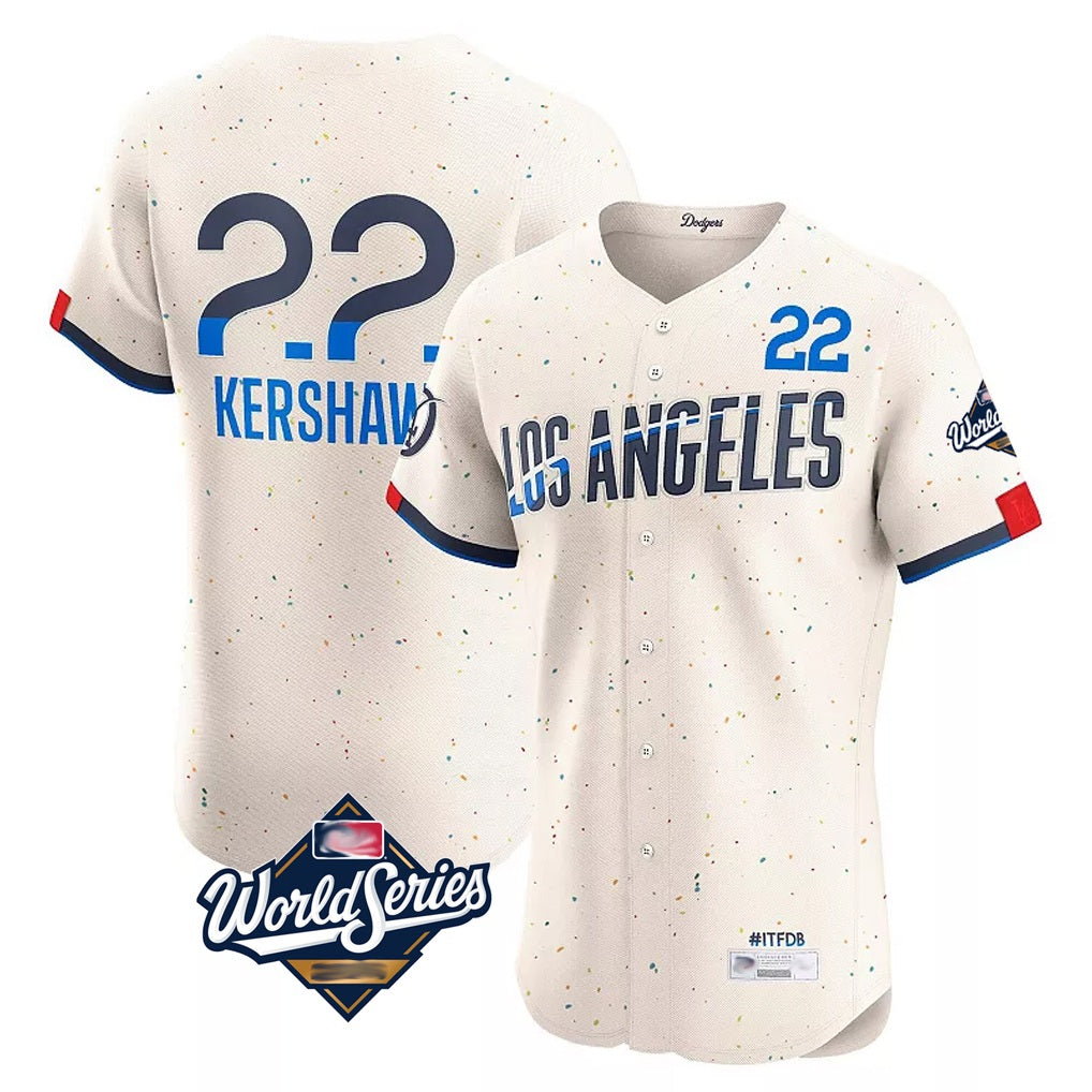 Los Angeles Dodgers #22 Clayton Kershaw Player Cream HOLBERT World Series City Connect Limited Elite Home Stitched Jerseys