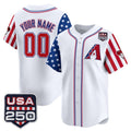 Custom Arizona Diamondbacks America 250 Edition Vapor Premier Limited White HOLBERT Stitched Jerseys