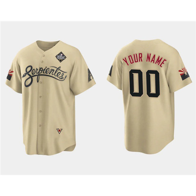 Custom Arizona Diamondbacks Active Player Gold HOLBERT 2023 World Series City Connect Cool Base Stitched Jersey