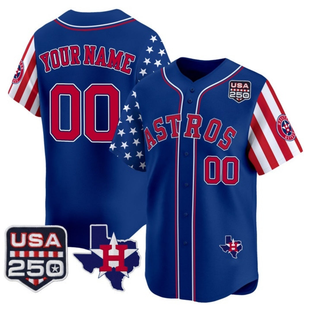 Custom Houston Astros America 250 Edition Vapor Premier Limited Royal HOLBERT Stitched Jerseys