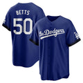 Los Angeles Dodgers #50 Mookie Betts Player Royal HOLBERT City Connect Home Game Stitched Jerseys