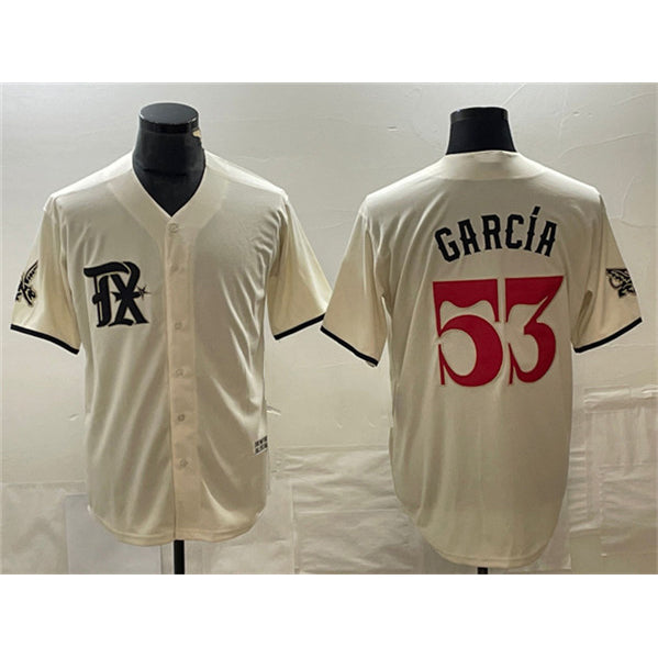 Texas Rangers #53 Adolis Garc¨ªa Cream HOLBERT City Connect Cool Base Stitched Jersey