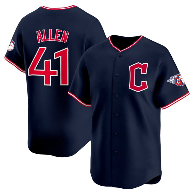Cleveland Guardians #41 Carlos Santana Navy HOLBERT 2025 Alternate Limited Stitched Jersey