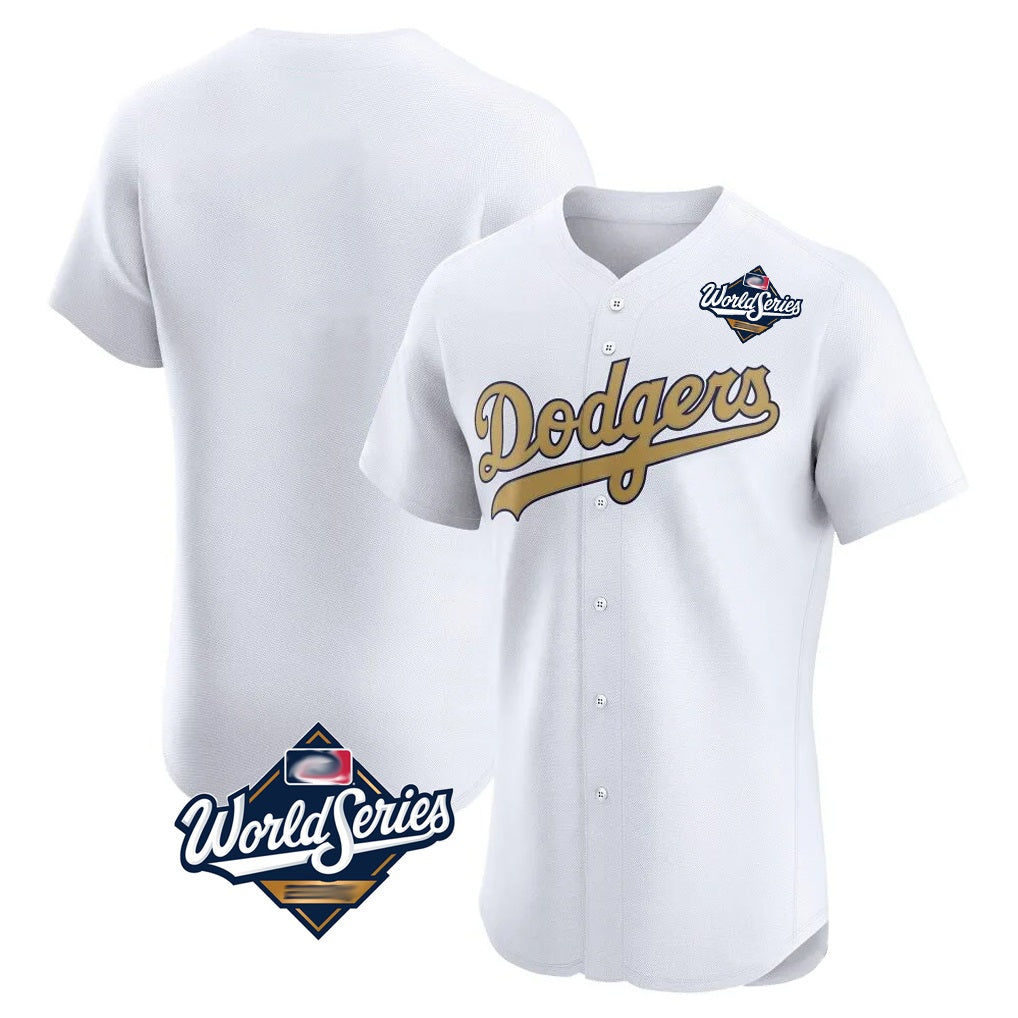 Los Angeles Dodgers Blank Player White Gold HOLBERT Limited Elite Home World Series Stitched Jerseys