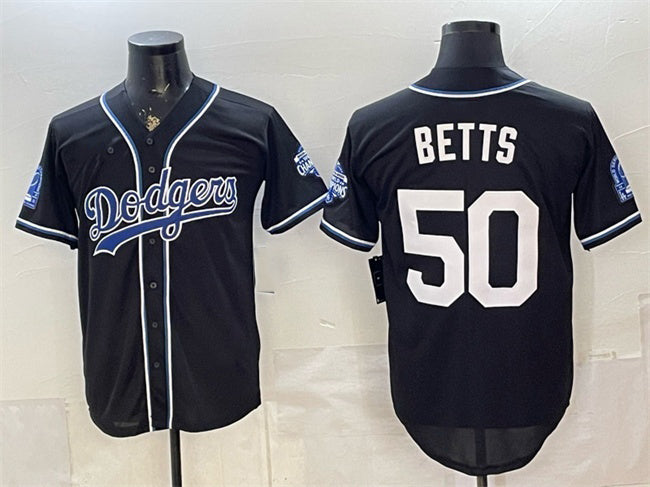 Los Angeles Dodgers #50 Mookie Betts B2B Champs 2026 Black HOLBERT Out Style Vapor Limited Stitched Jersey