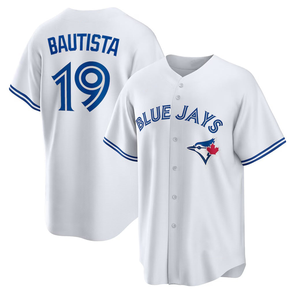 Toronto Blue Jays #19 Jose Bautista White HOLBERT Home Retired Player Replica Jersey