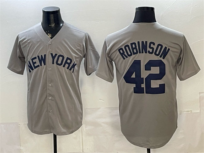 New York Yankees #42 Jackie Robinson Grey HOLBERT Stitched Jersey