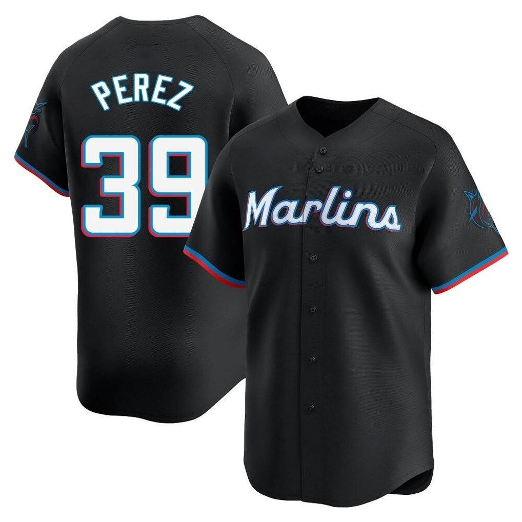 Miami Marlins #39 Eury Perez Player Black HOLBERT Home Limited Stitched Jerseys