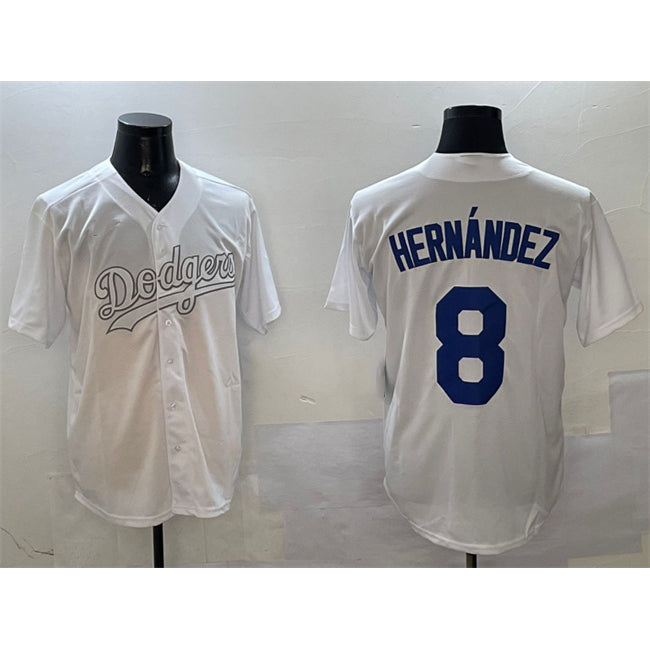 Los Angeles Dodgers #8 Enrique Hernandez White HOLBERT Fashion Cool Base Stitched Jersey