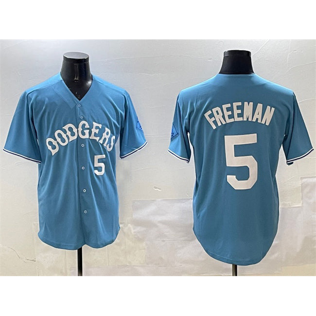 Los Angeles Dodgers #5 Freddie Freeman Light Blue HOLBERT Limited Stitched Jersey