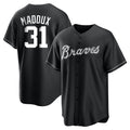 Atlanta Braves #31 Greg Maddux Player Black HOLBERT Home Game Stitched Jerseys