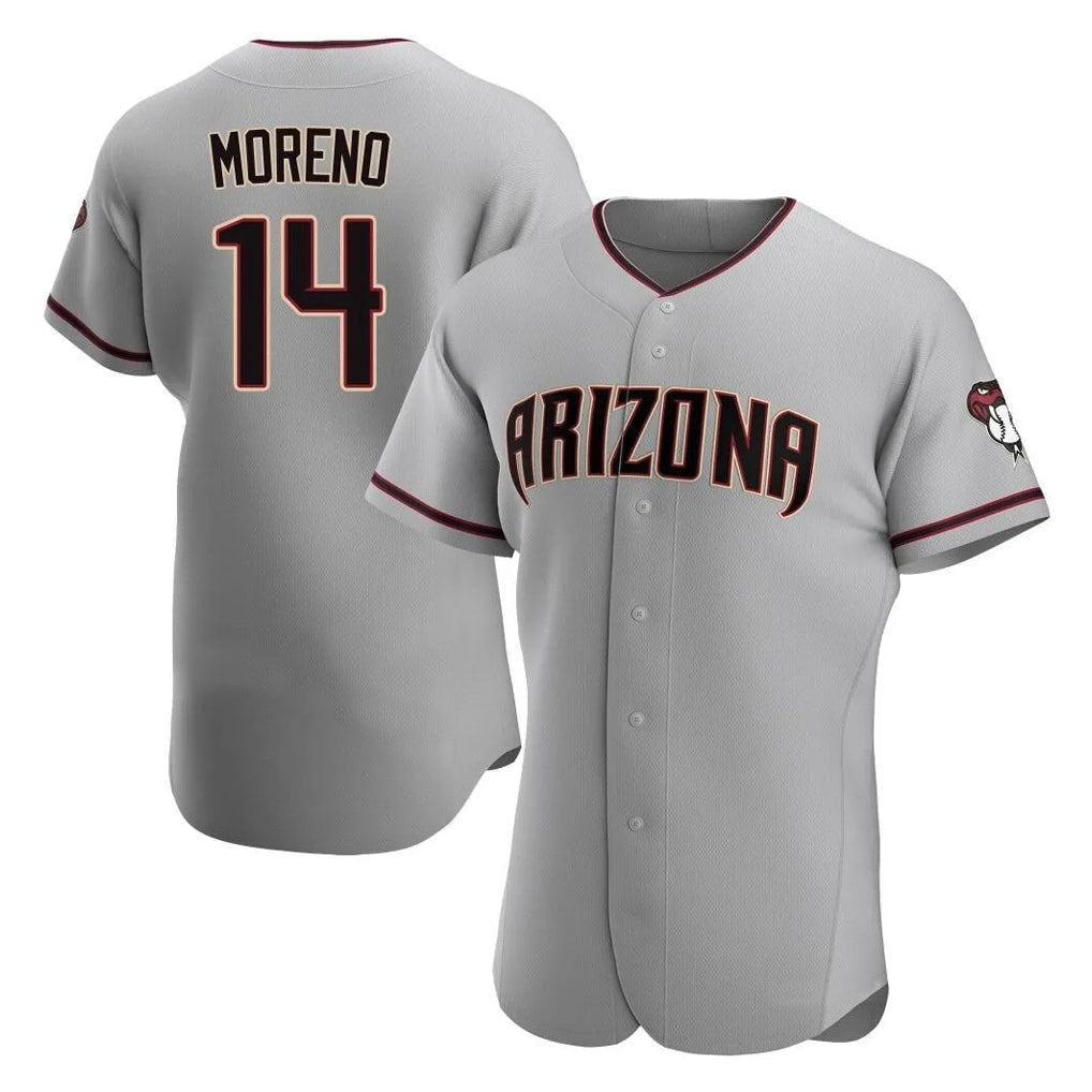 Arizona Diamondbacks #14 Gabriel Moreno Player Gray HOLBERT Road Limited Elite Home Game Stitched Jerseys