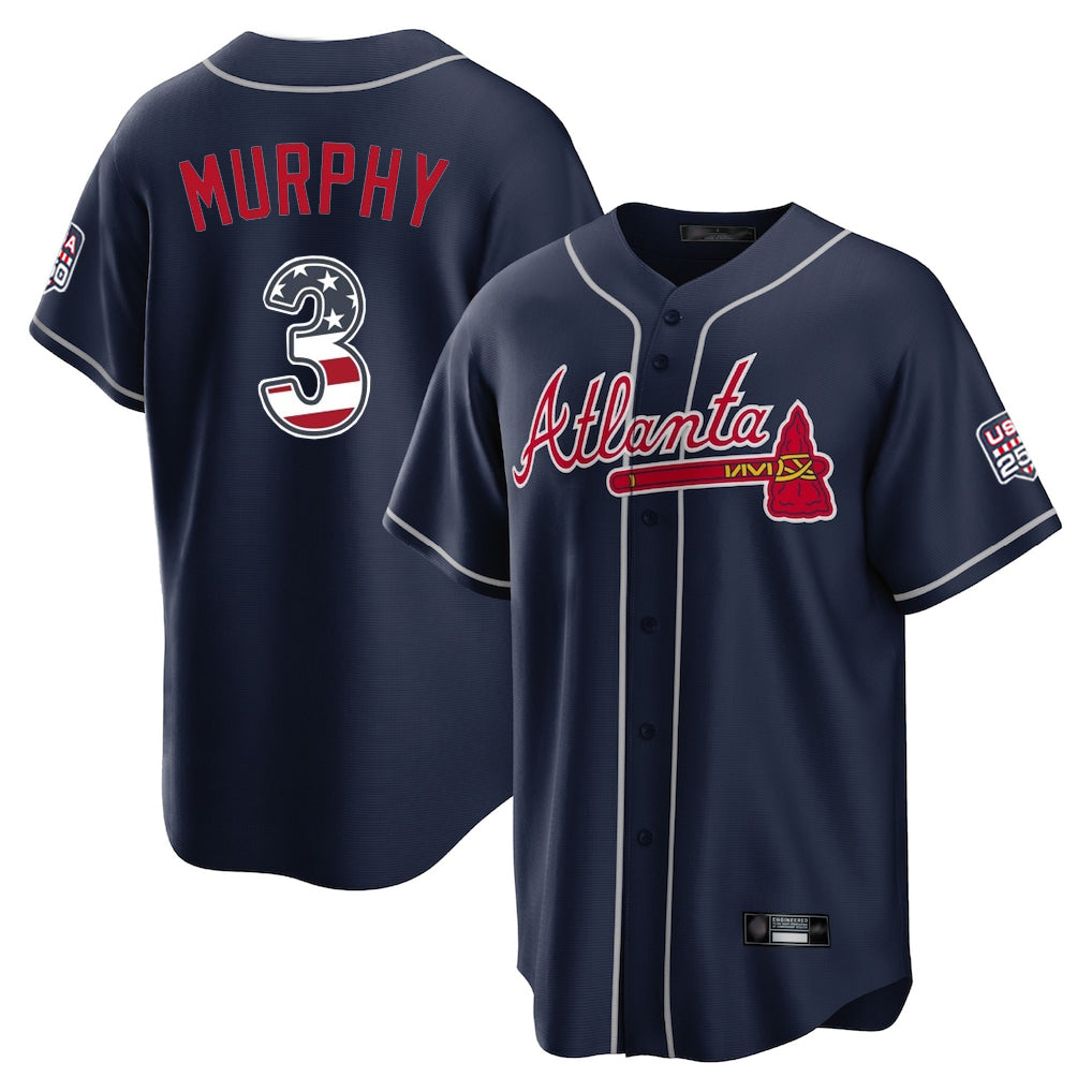 Atlanta Braves #3 Dale Murphy Player Navy HOLBERT USA 250 Fourth Of July Limited Home Game Stitched Jerseys