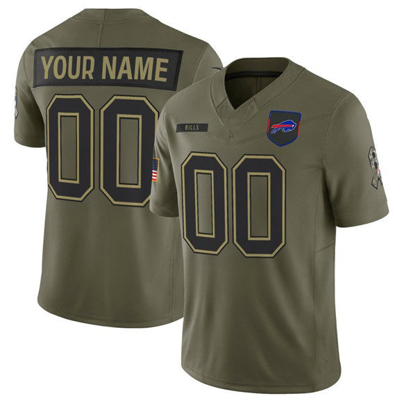 Custom B.Bills Active Player Olive HOLBERT 2025 Salute to Service Limited Stitched Jersey