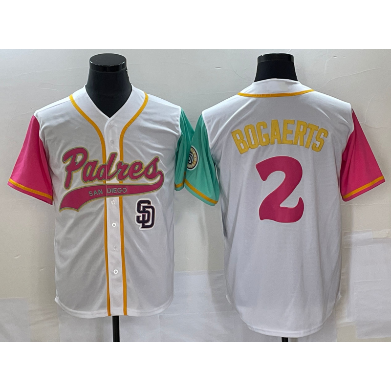 San Diego Padres #2 Xander Bogaerts White HOLBERT NEW 2023 City Connect Cool Base Stitched Jersey 4