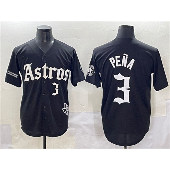 Houston Astros #3 Jeremy Pena Black HOLBERT Gothic 'Houston Born Barrio Raised' Limited Stitched Jersey