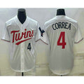 Minnesota Twins #4 Carlos Correa Number White Red HOLBERT Stitched Cool Base Jersey