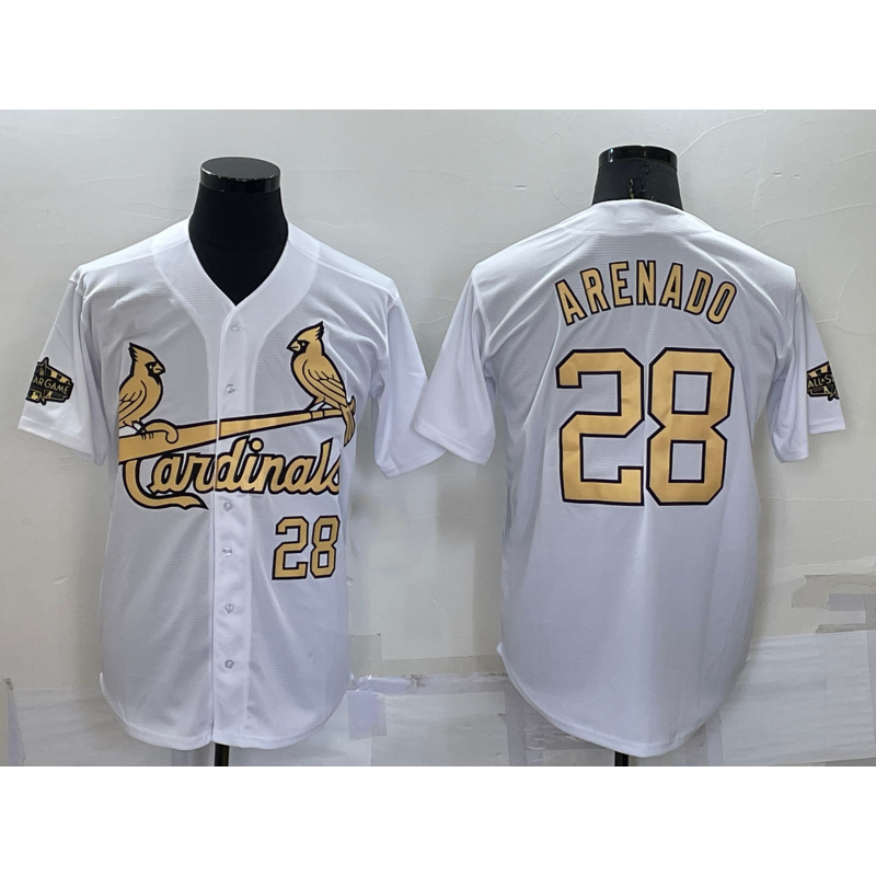 St. Louis Cardinals #28 Nolan Arenado Number White HOLBERT 2022 All Star Stitched Cool Base Jersey