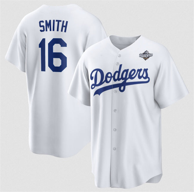 Los Angeles Dodgers #16 Will Smith White HOLBERT 2025 World Series Home Cool Base Stitched Jersey