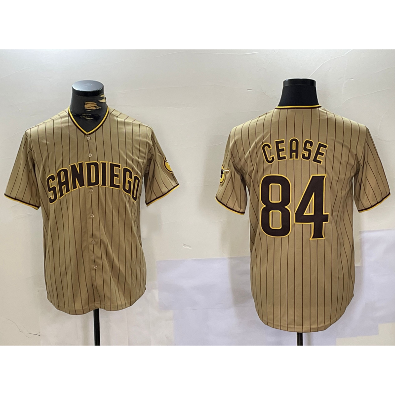San Diego Padres #84 Dylan Cease Khaki HOLBERT Team Logo Stitched Cool Base Jersey