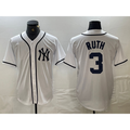 New York Yankees #3 Babe Ruth White HOLBERT Fashion Cool Base Jersey