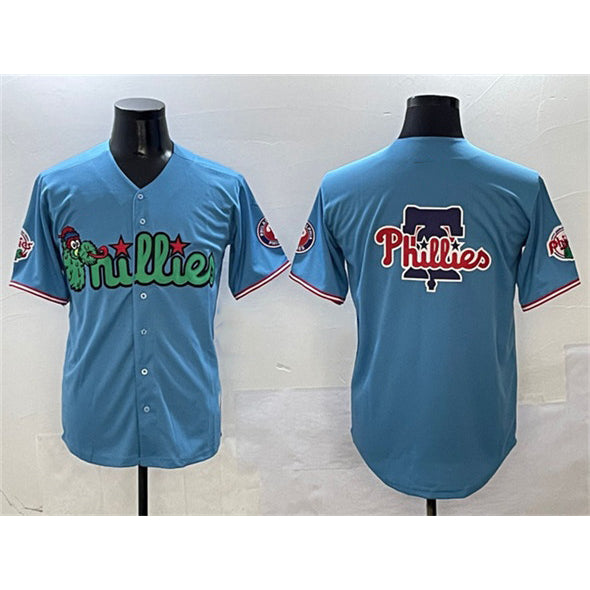 Philadelphia Phillies Team Big Logo Light Blue HOLBERT Phanatic Limited Stitched Jersey