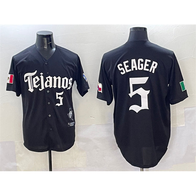 Texas Rangers #5 Corey Seager Black HOLBERT Mexico 2025 Vapor Premier Limited Stitched Jersey