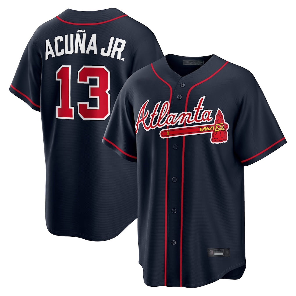 Atlanta Braves #13 Ronald Acuna Jr Player Navy HOLBERT Home Game Stitched Jerseys