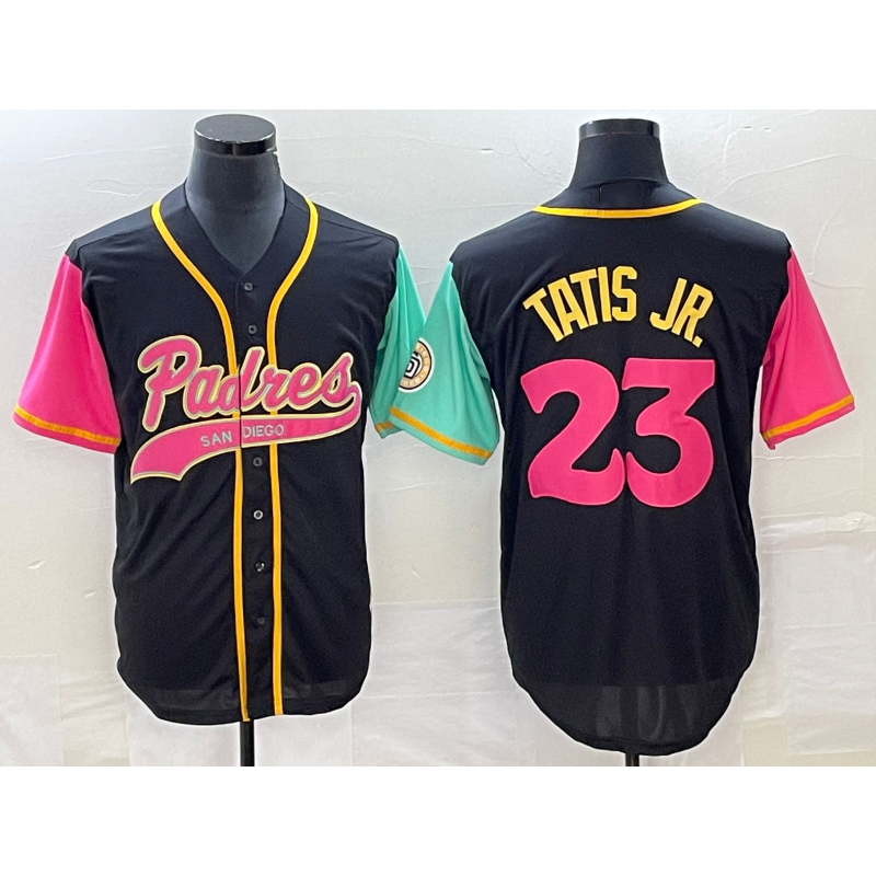 San Diego Padres #23 Fernando Tatis Jr Black HOLBERT NEW 2023 City Connect Cool Base Stitched Jersey 2