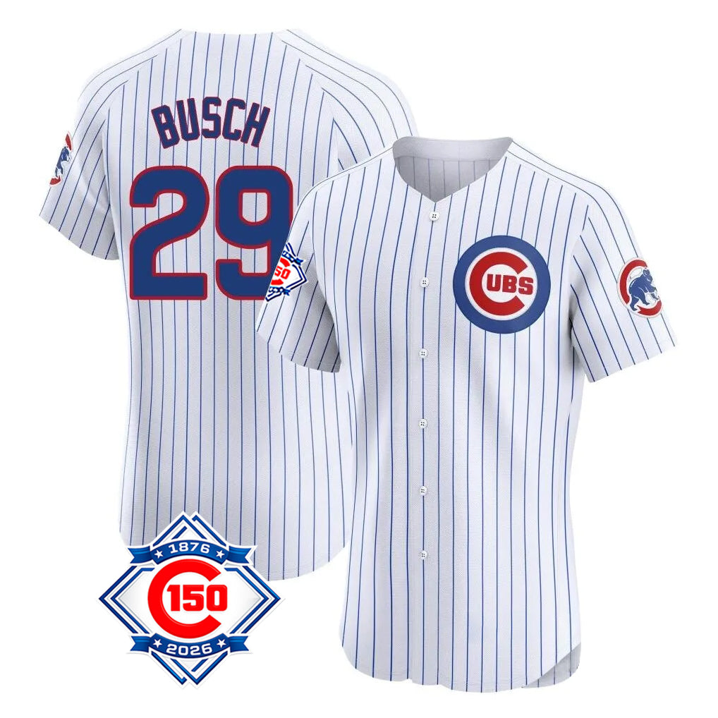Chicago Cubs #29 Michael Busch Player White HOLBERT 150th Anniversary Limited Elite Home Game Stitched Jerseys