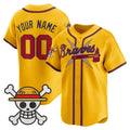 Custom Atlanta Braves x One Piece Gold HOLBERT Vapor Premier Limited Jersey - Stitched