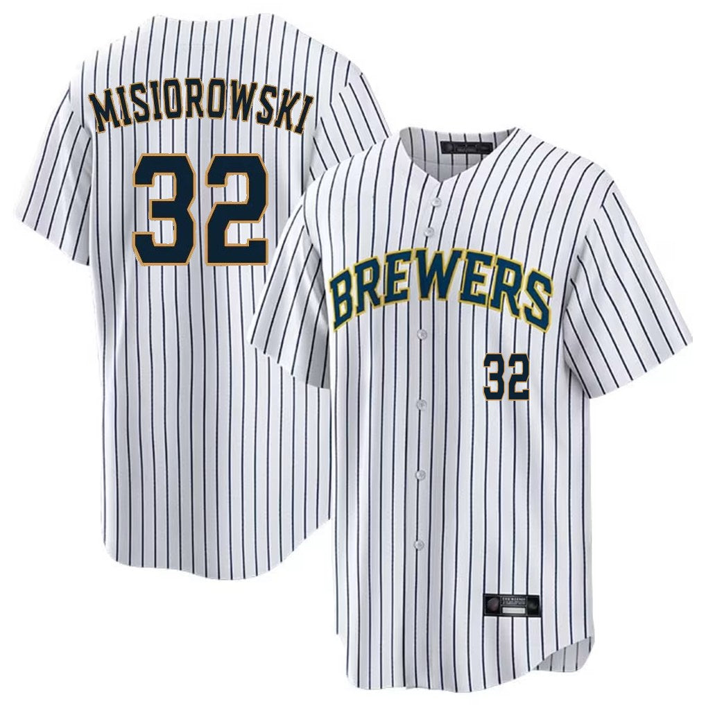 Milwaukee Brewers #32 Jacob Misiorowski Player White HOLBERT Stripes Limited Game Home Stitched Jerseys