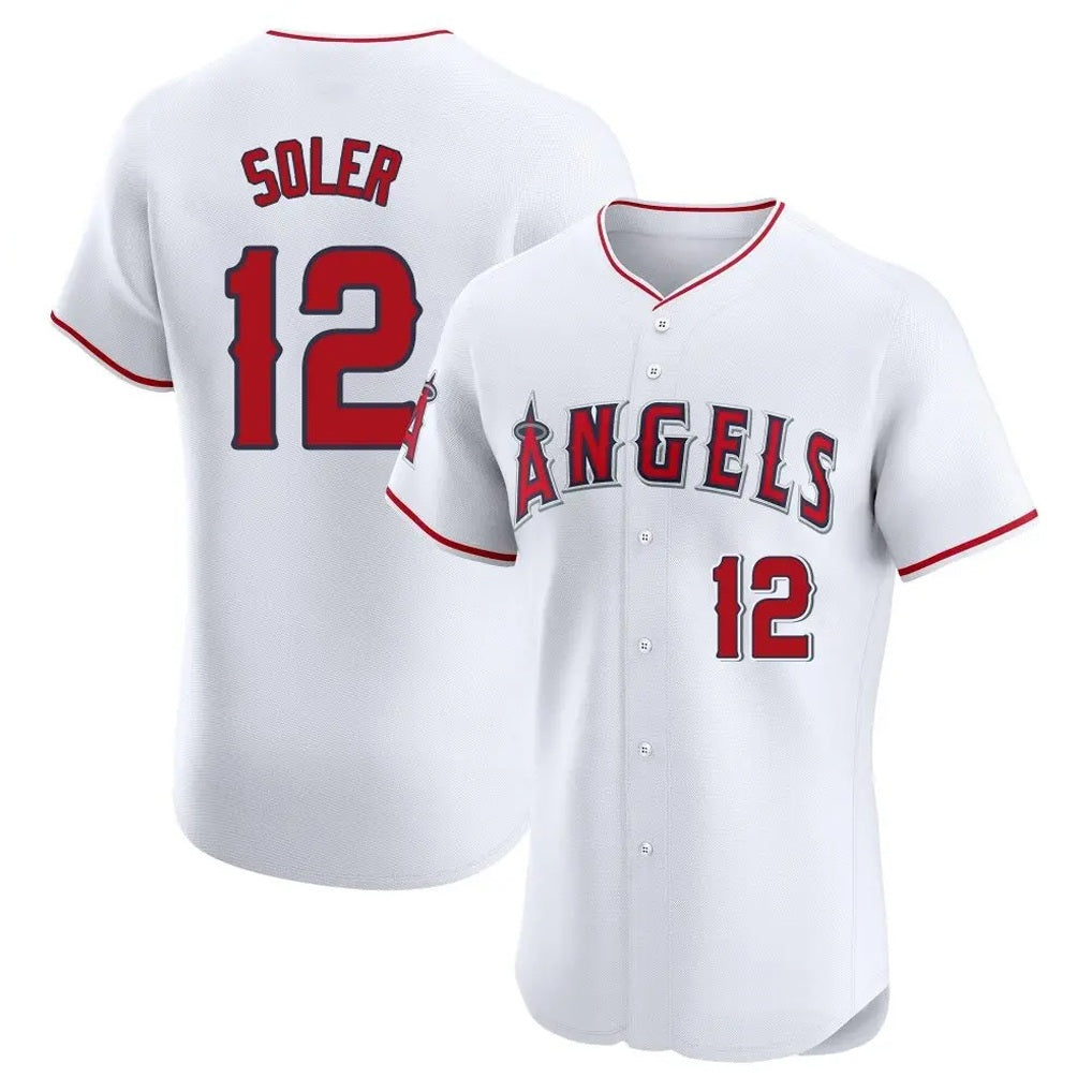 Los Angeles Angels #12 Jorge Soler Player White HOLBERT Limited Elite Stitched Home Jerseys