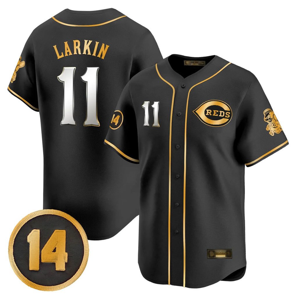 Cincinnati Reds #11 Barry Larkin Player Black-Gold HOLBERT Vapor Premier Limited Home Stitched Jerseys