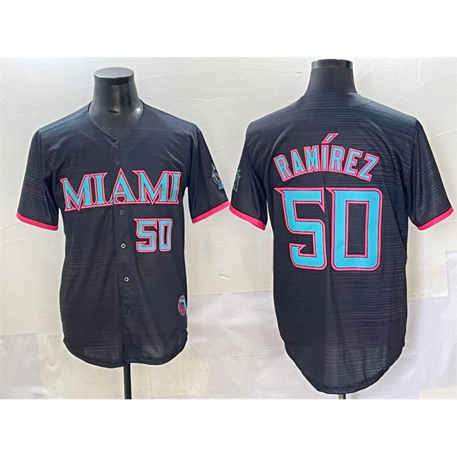 Miami Marlins #50 Agust¨ªn Ram¨ªrez Black HOLBERT 2025 City Connect Limited Stitched Jersey