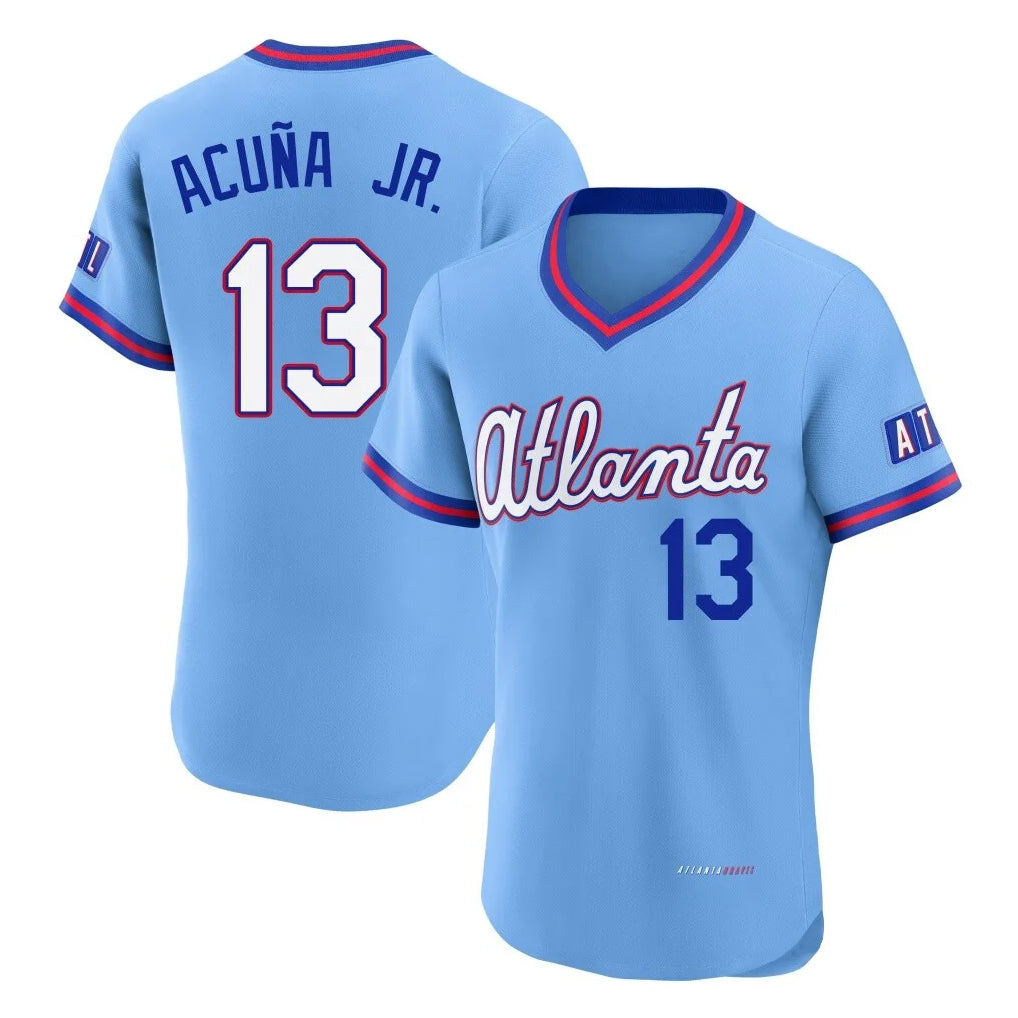 Atlanta Braves #13 Ronald Acuna Jr Player Powder Blue HOLBERT 2026 City Connect T-shirt Limited Elite Home Game Stitched Jerseys