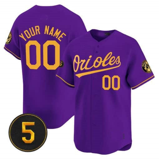 Custom Baltimore Orioles Robinson Patch Vapor Premier Limited Jersey ¨C Purple Gold HOLBERT