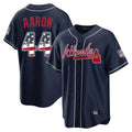 Atlanta Braves #44 Hank Aaron Player Navy HOLBERT USA 250 Fourth Of July Limited Home Game Stitched Jerseys
