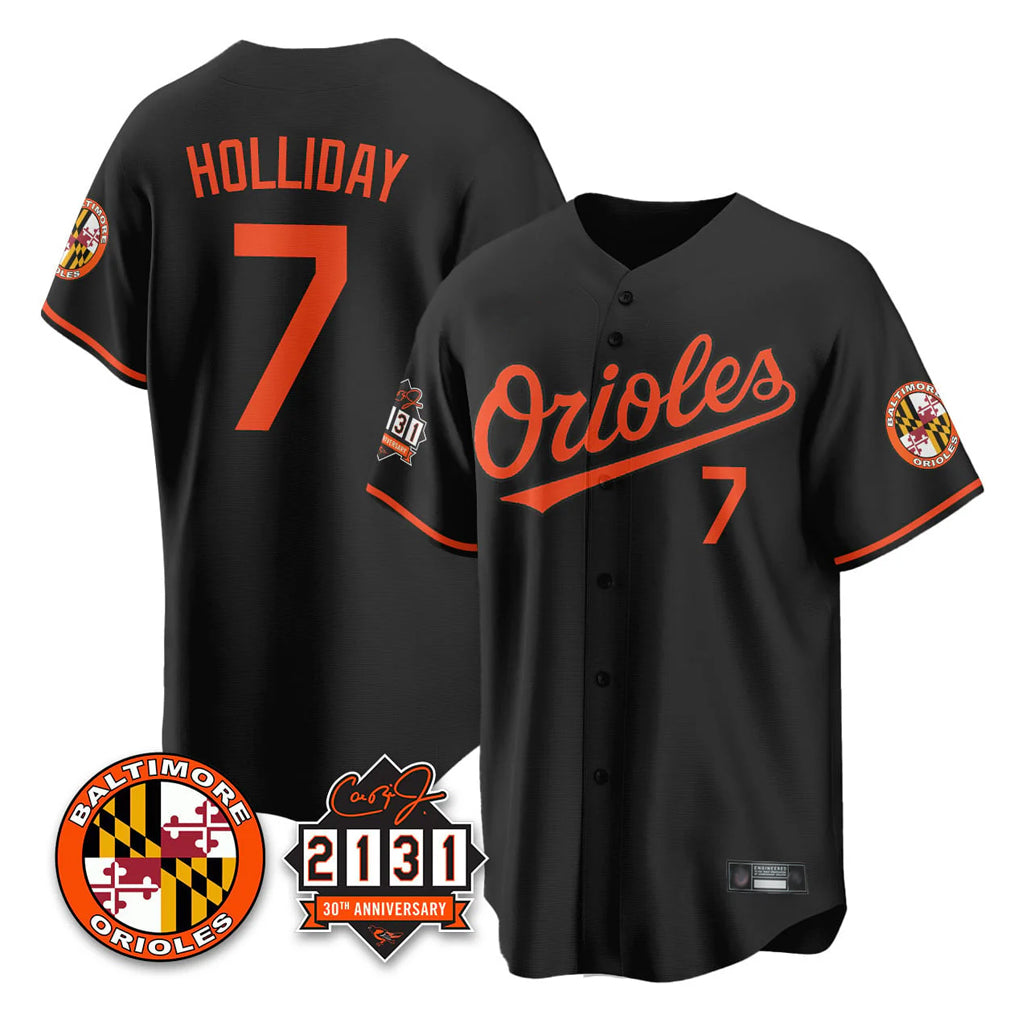 Baltimore Orioles #7 Jackson Holliday Player Black HOLBERT 30th Anniversary of 2131 Home Game Stitched Jerseys