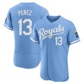 Kansas City Royals #13 Salvador Perez Player Light Blue HOLBERT Alt Limited Elite Home Stitched Jerseys