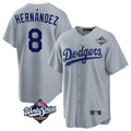 Los Angeles Dodgers #8 Enrique Hern¨¢ndez Player Gray HOLBERT World Series Game Stitched Jerseys
