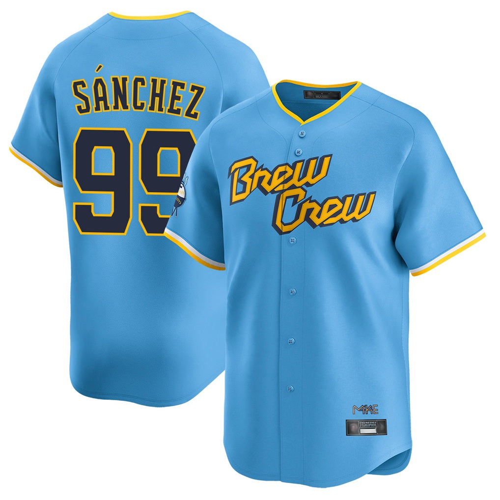 Milwaukee Brewers #99 Gary Sanchez Player Light Blue HOLBERT City Connect Home Limited Stitched Jerseys
