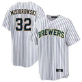 Milwaukee Brewers #32 Jacob Misiorowski Player White HOLBERT Stripes Home Game Stitched Jerseys