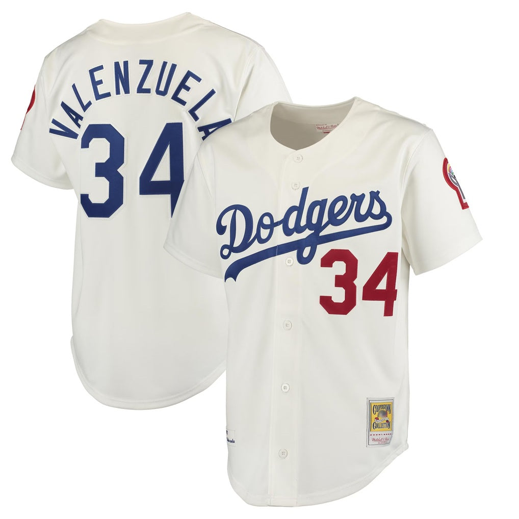Los Angeles Dodgers #34 Fernando Valenzuela Player Cream HOLBERT Throwback Vapor Limited Stitched Jerseys